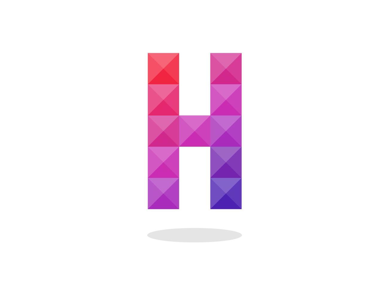 geometrische letter h-logo met perfecte combinatie van rood-blauwe kleuren. vector