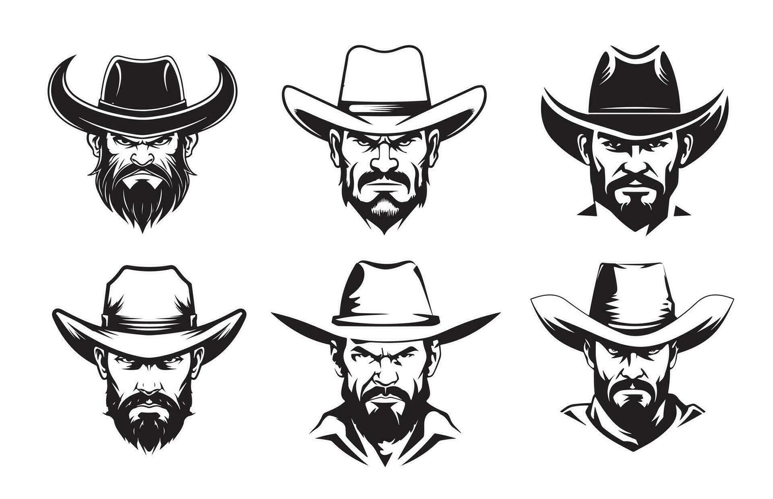 cowboy wijnoogst western portret vector
