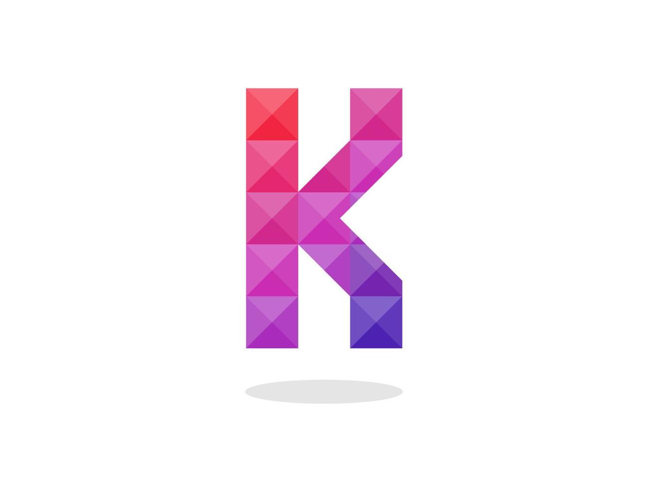 geometrische letter k-logo met perfecte combinatie van rood-blauwe kleuren. vector