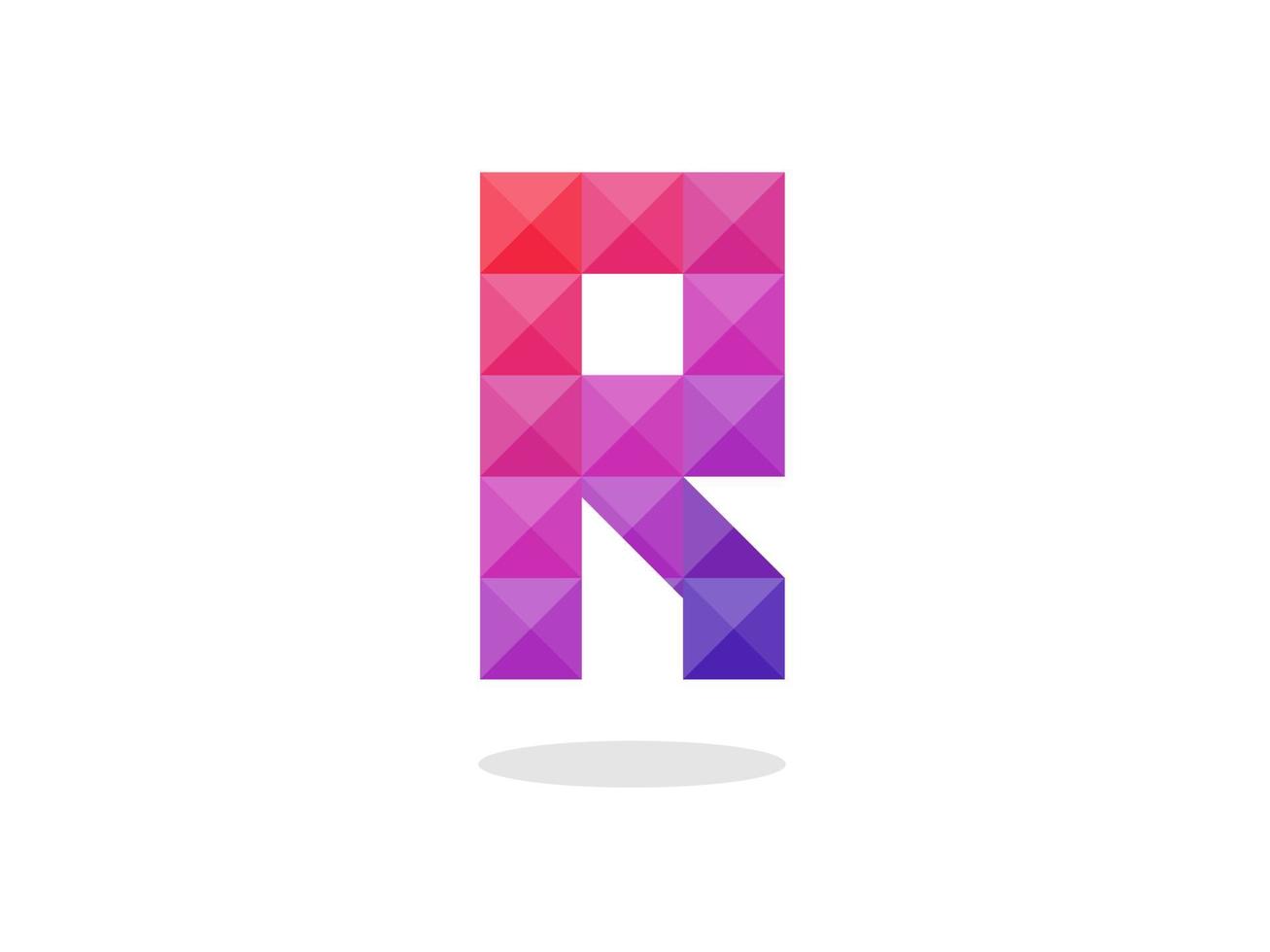 geometrische letter r-logo met perfecte combinatie van rood-blauwe kleuren. vector