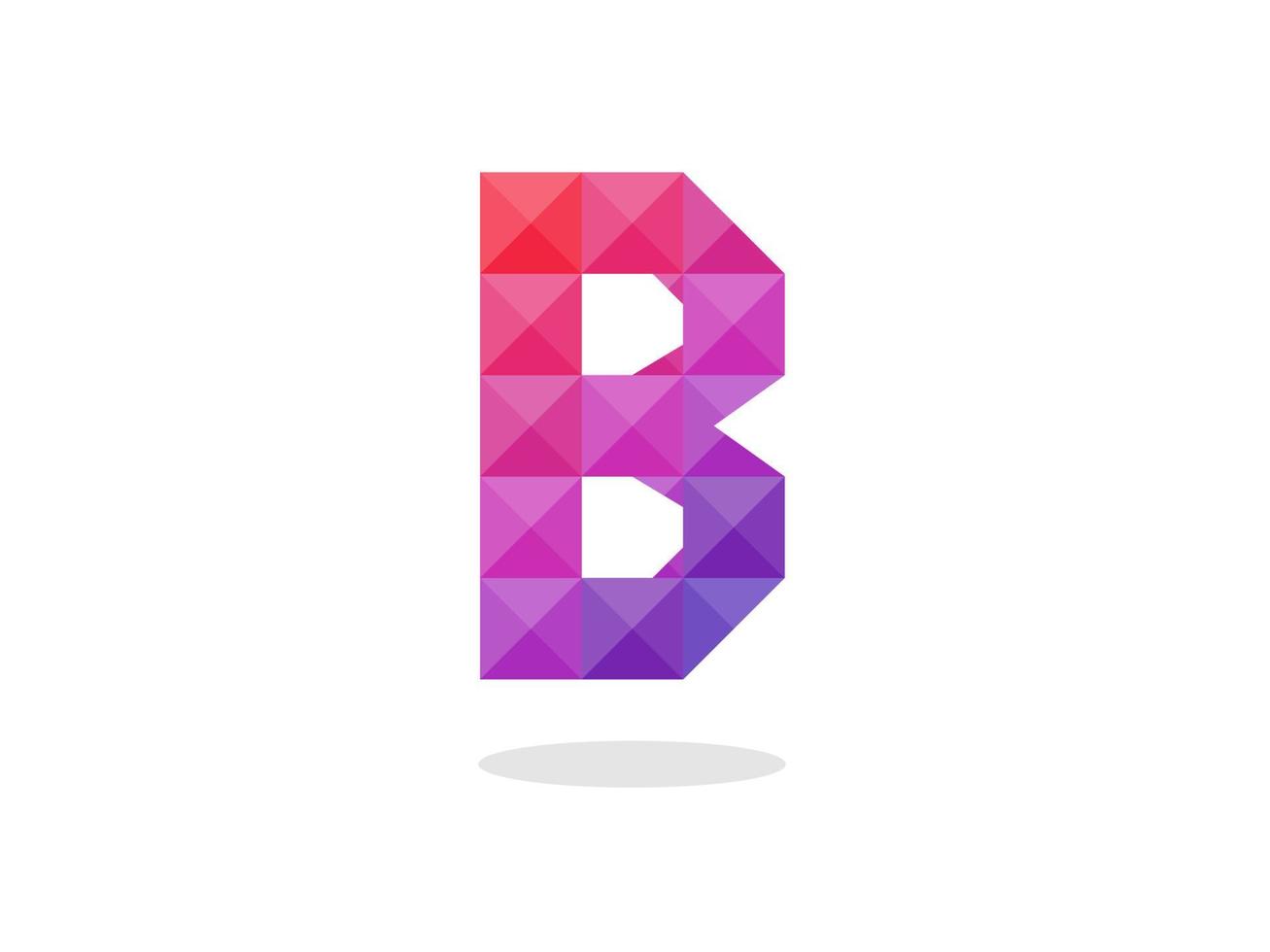 geometrische letter b-logo met perfecte combinatie van rood-blauwe kleuren. vector