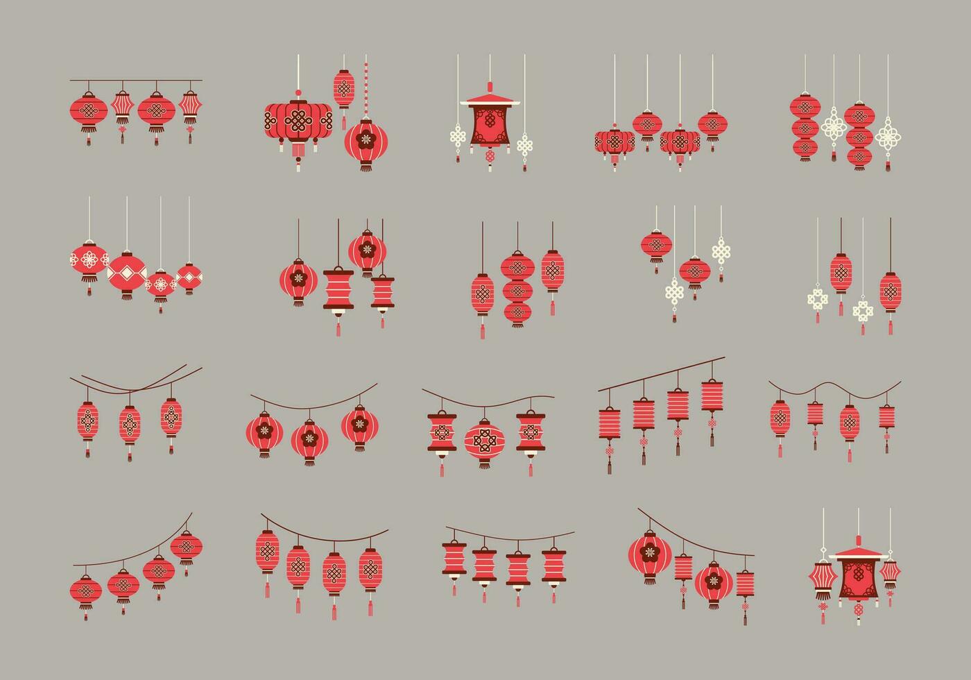 Chinese nieuw jaar lantaarn element reeks vector