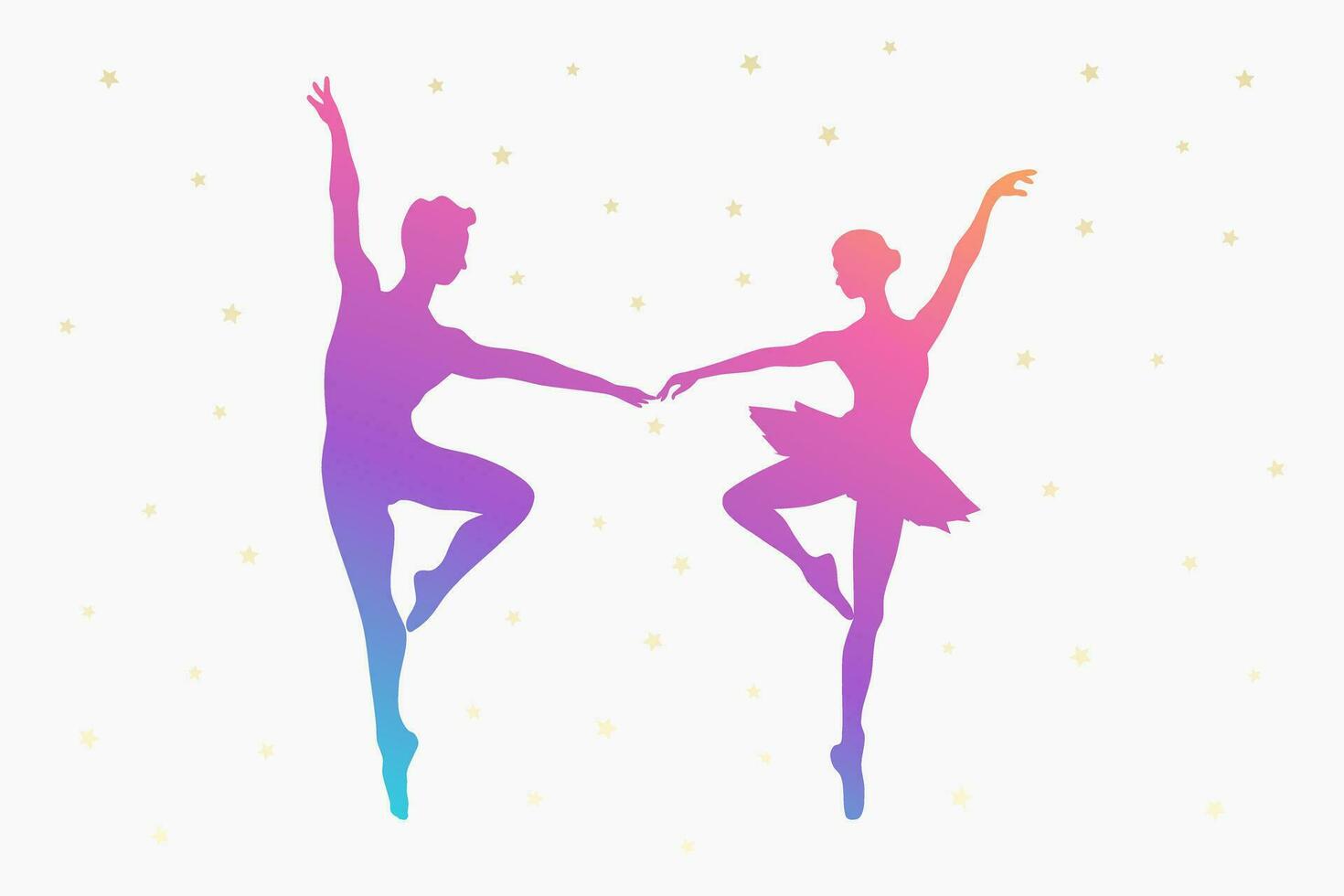 silhouet van paar dansen ballet. meisje ballerina en jongen danser. vector illustratie.