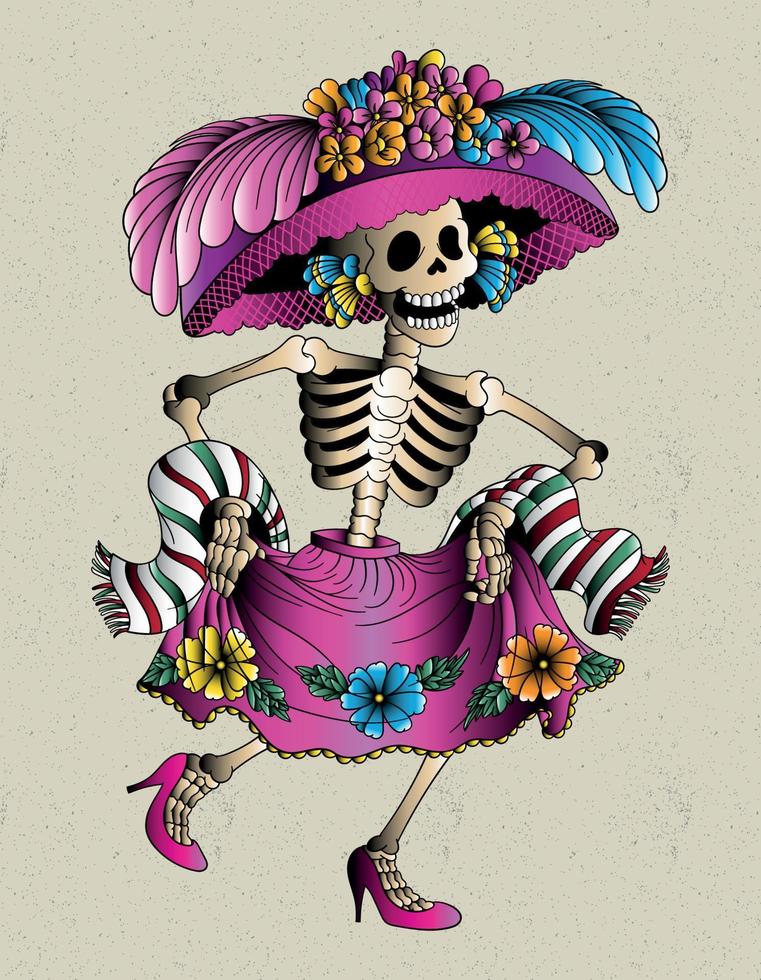 Mexicaanse schedel catrina vector