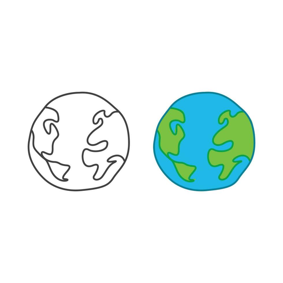 wereld planeet, wereldbol, aarde. vector hand- getrokken icoon illustratie