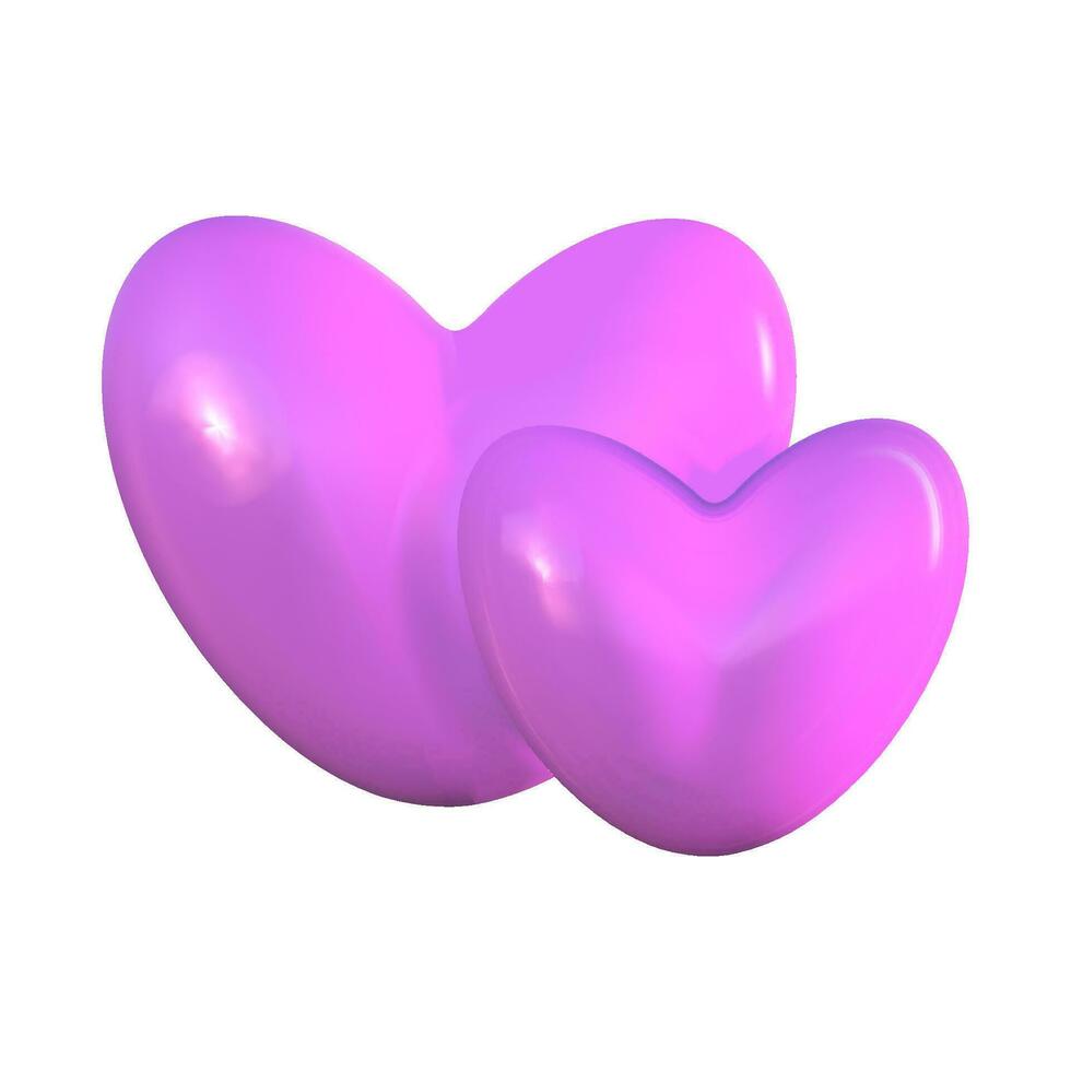 3d tekenfilm roze hart voor valentijnsdag dag. Valentijnsdag dag groet kaart geïsoleerd element. hart 3d vorm romantisch vakantie. vector illustratie