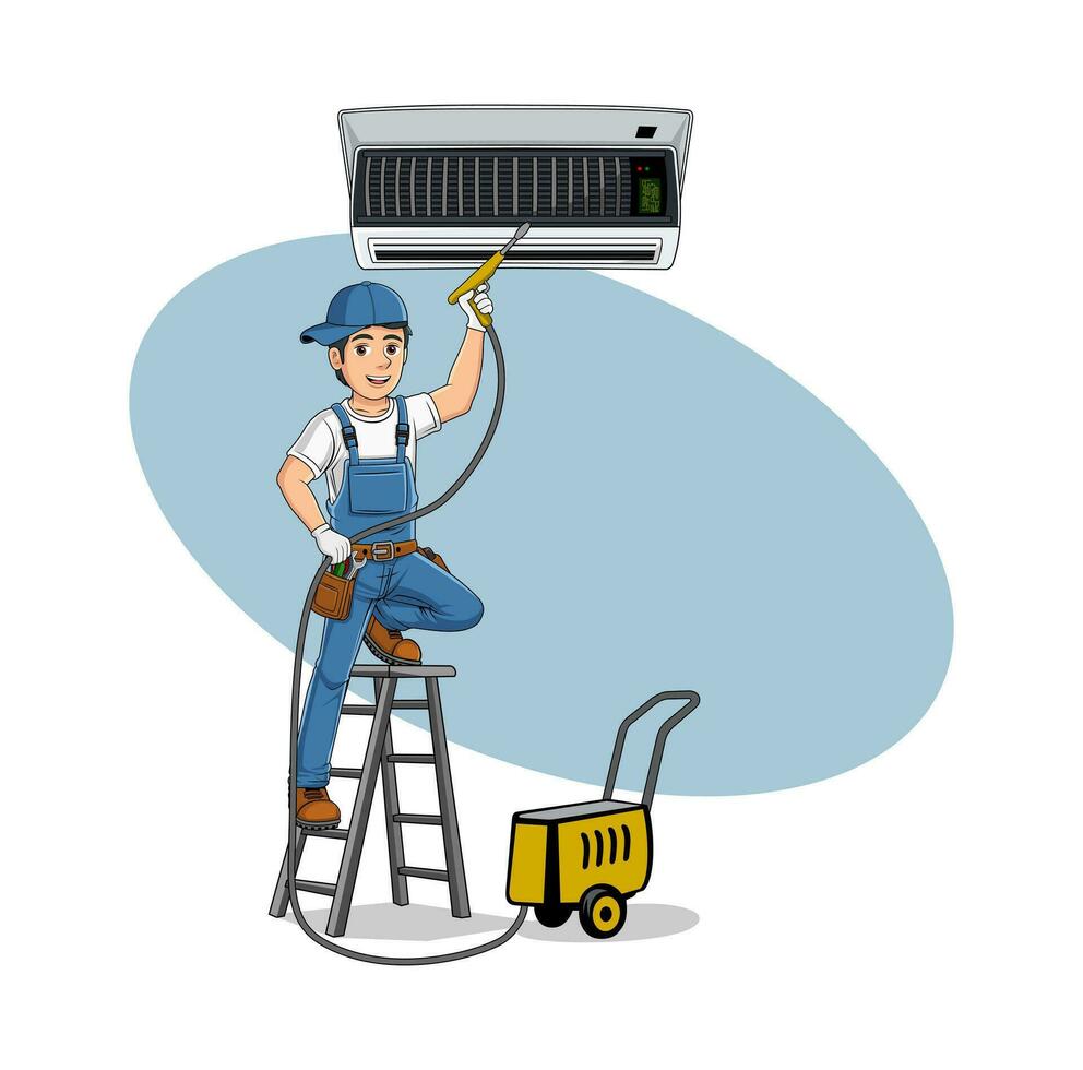 hvac service cartoon karakter ontwerp illustratie vector