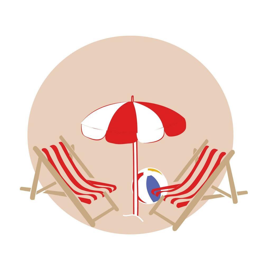 zomer vakantie strand vakantie thema podium met zomer reeks strand elementen. vector illustratie reizen themed vector achtergrond tropisch strand. met palm bomen, turkoois wateren, en zon ligstoelen.