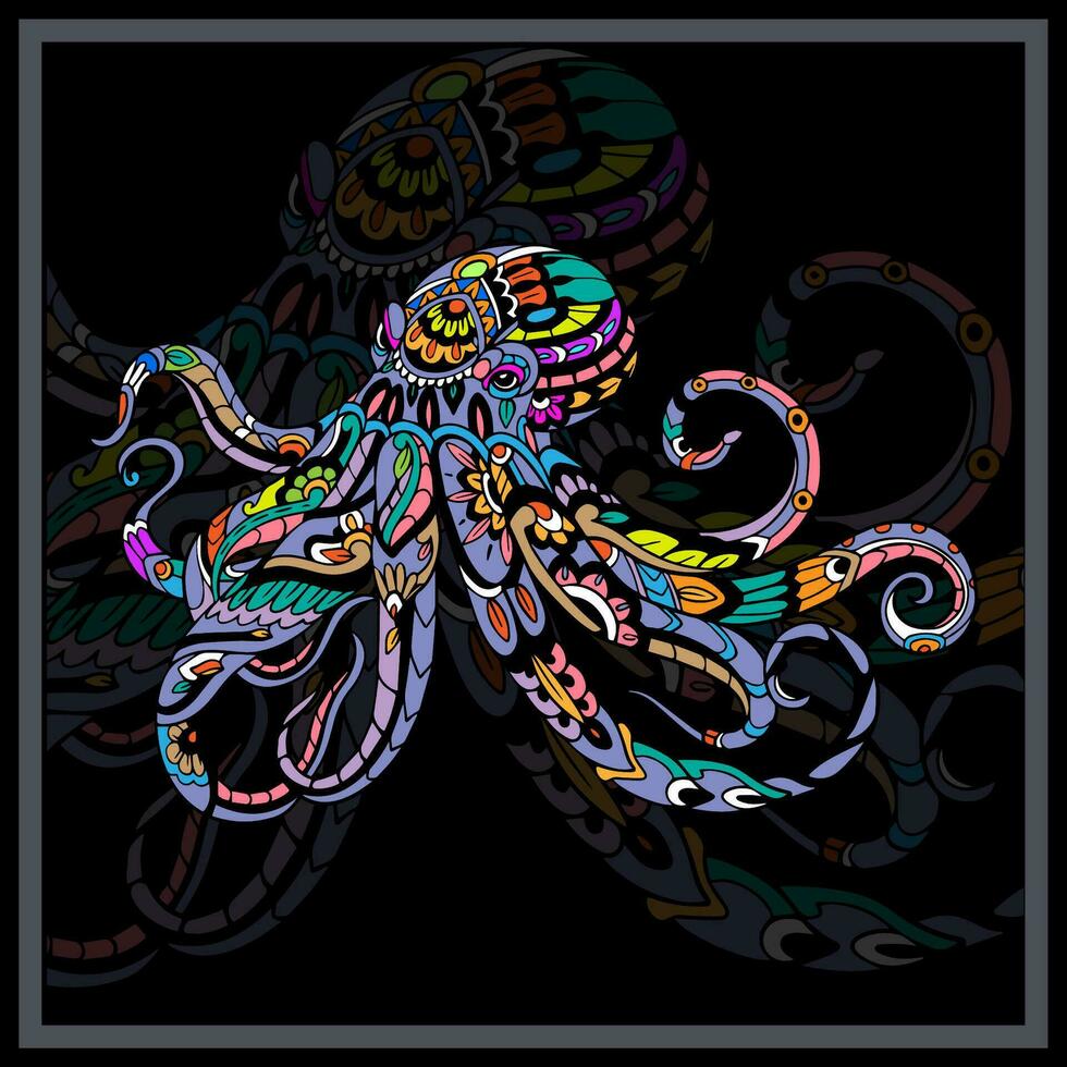 kleurrijk Octopus kraken mandala kunsten. vector