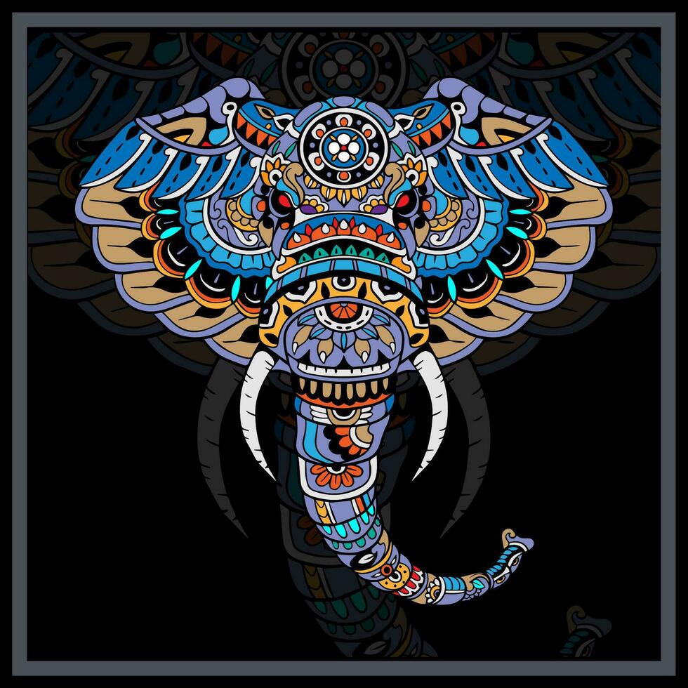 kleurrijk olifant hoofd mandala kunsten. vector