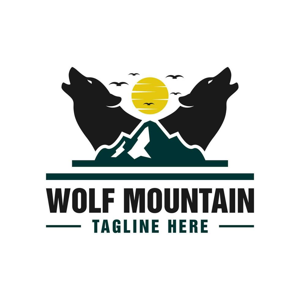 wolf berg illustratie logo vector
