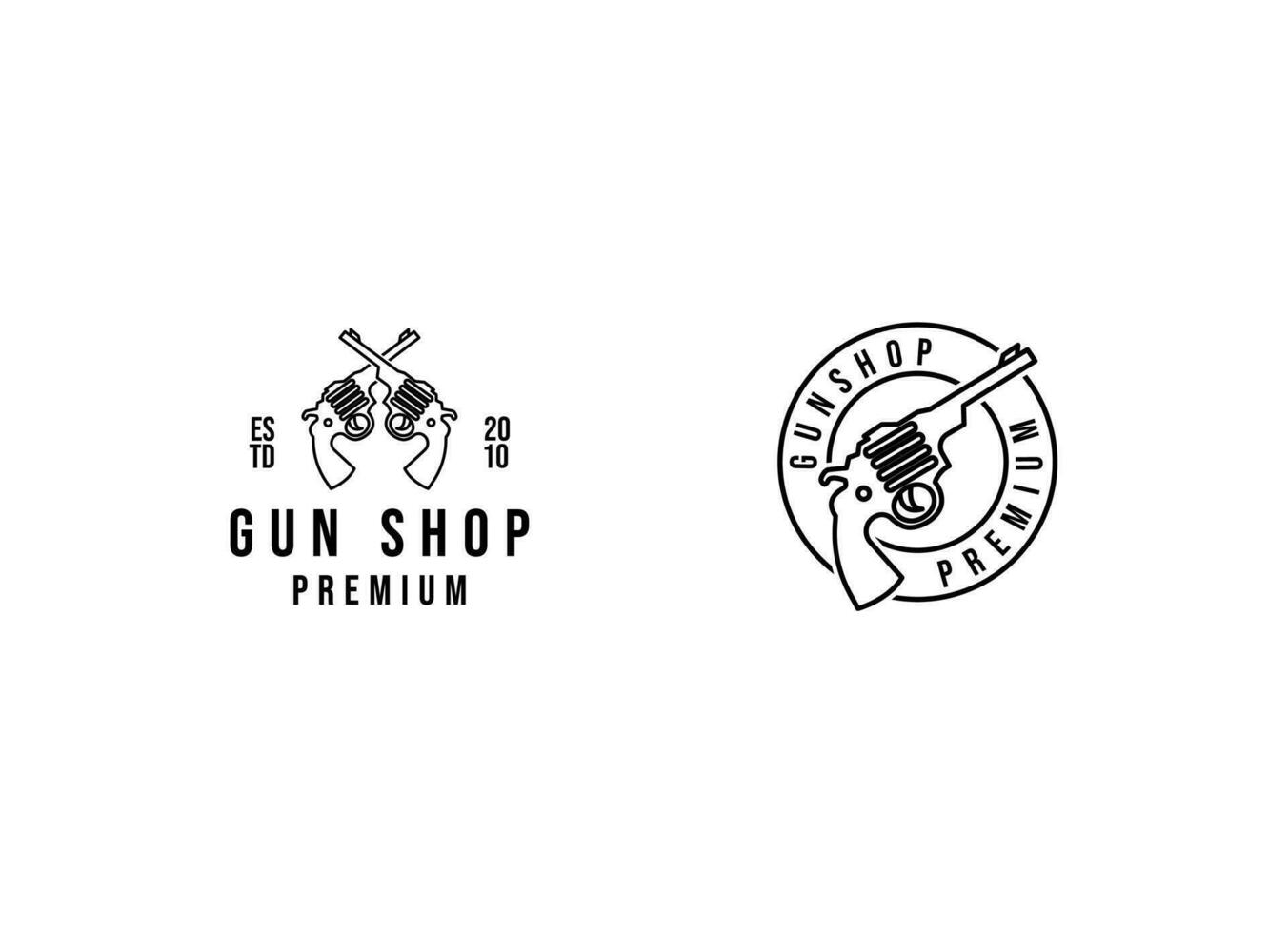 klassiek wijnoogst stijl geweer winkel logo. het schieten club logo ontwerp vector