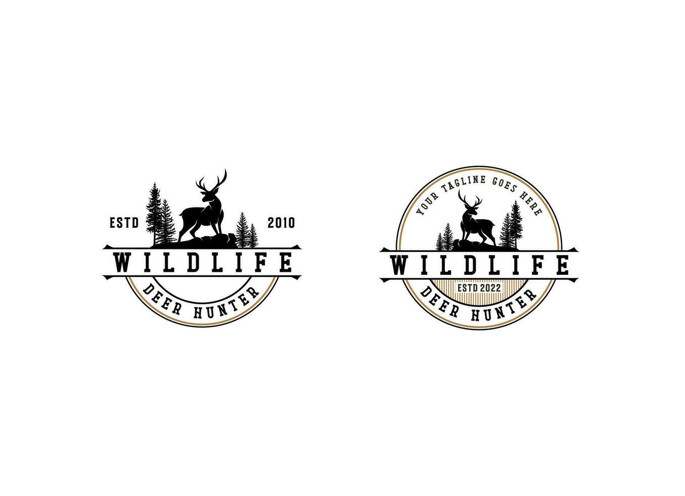 klassiek wijnoogst hert voor dieren in het wild jacht- logo ontwerp, wijnoogst hert logo ontwerp vector