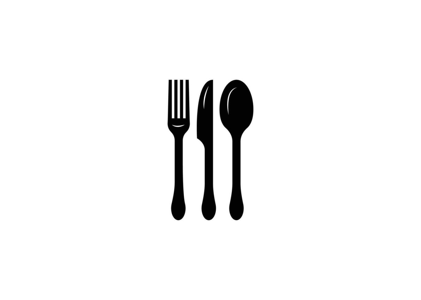 minimaal lepel, vork en mes vector logo ontwerp sjabloon