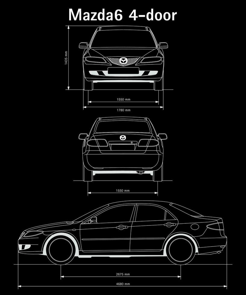 2004 mazda 6 auto blauwdruk vector