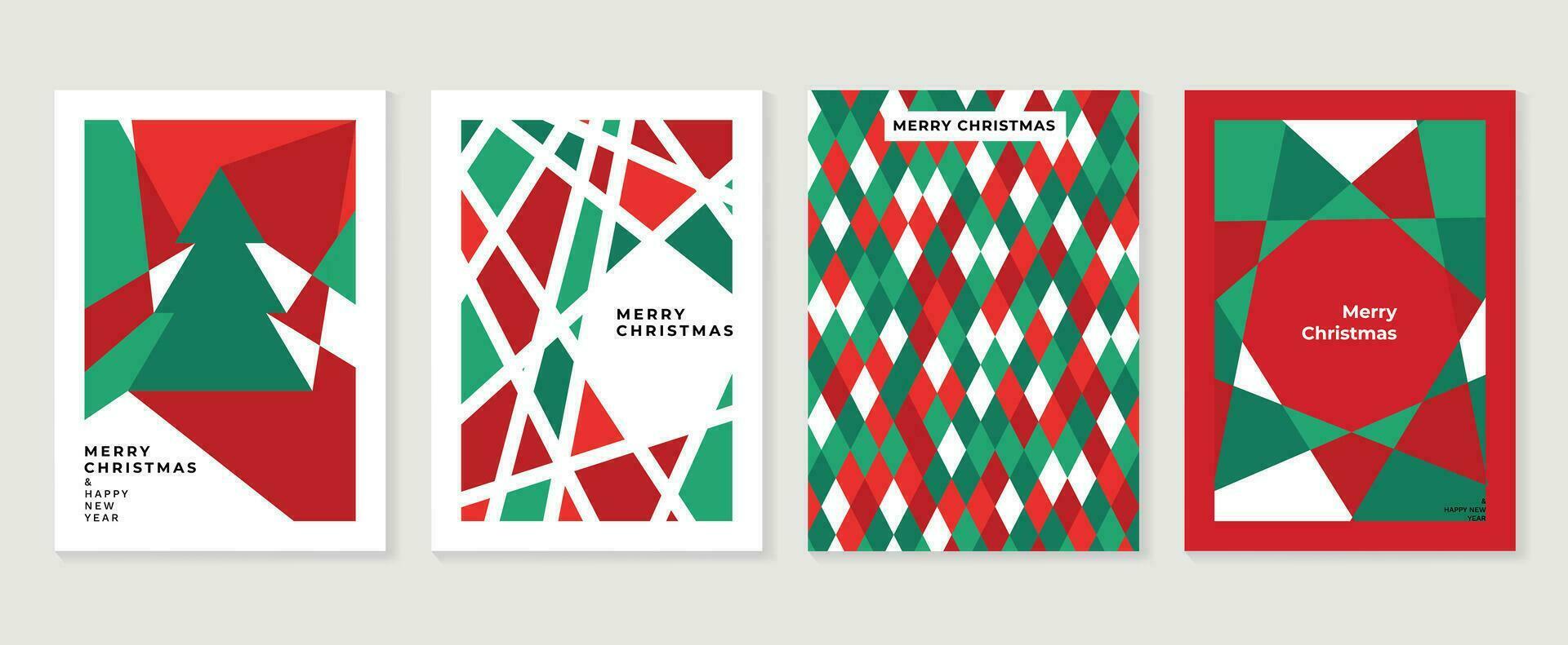 vrolijk Kerstmis en gelukkig nieuw jaar kaart ontwerp vector. elementen van decoratief snuisterij Kerstmis boom, meetkundig vorm geven aan. kunst ontwerp voor kaart, poster, omslag, banier, decoratie. vector