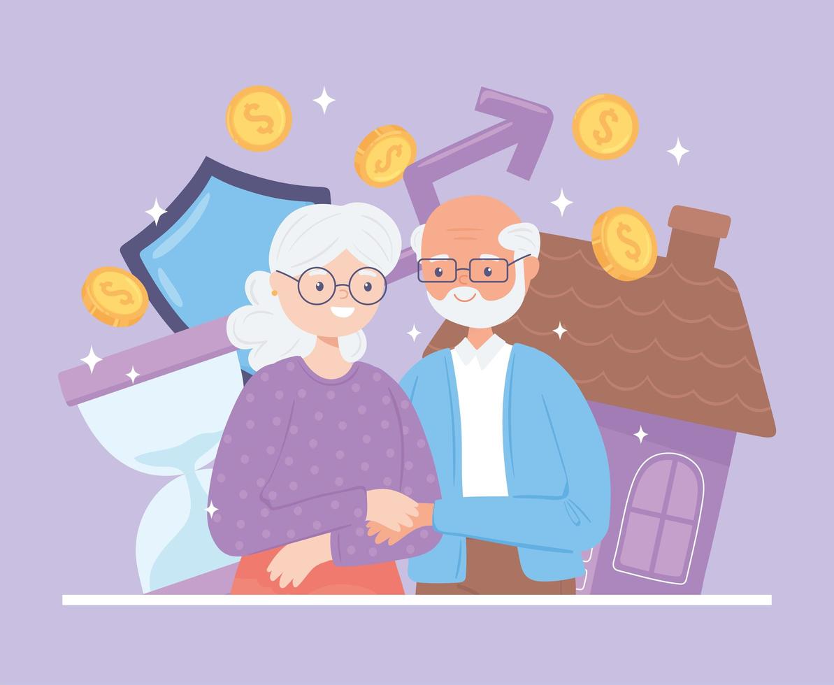 pensioen oud echtpaar vector