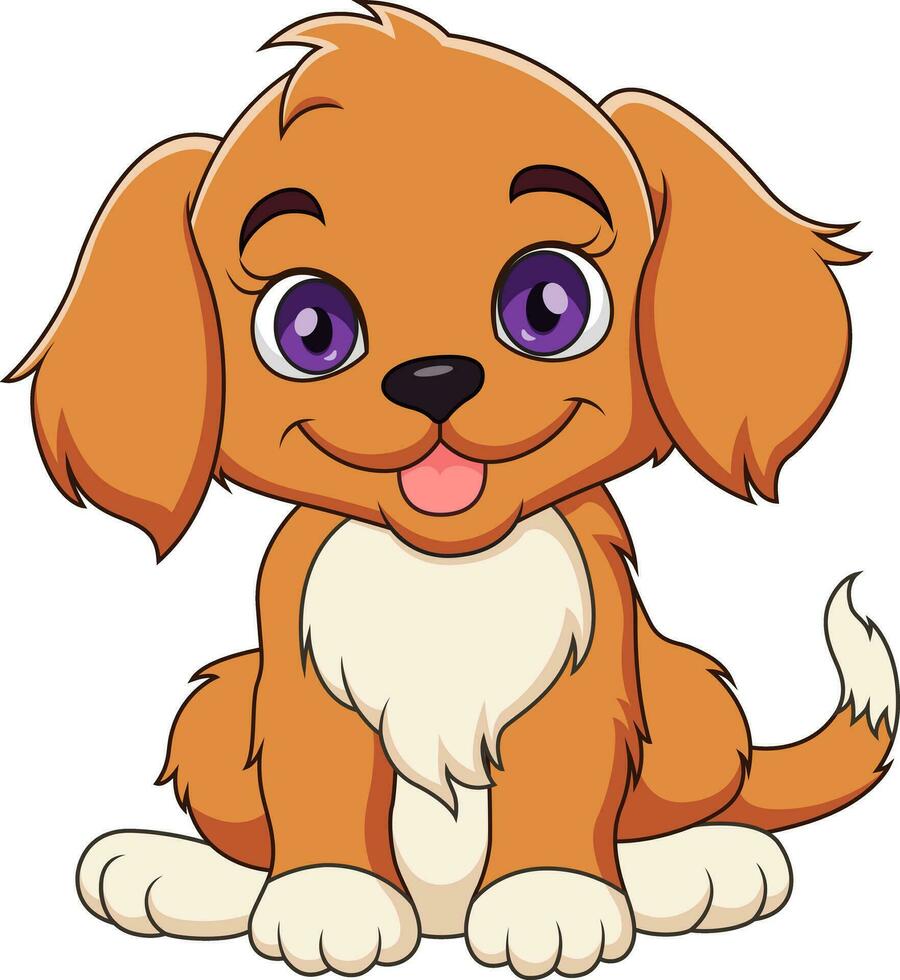 tekenfilm illustratie van een schattig puppy zittend vector