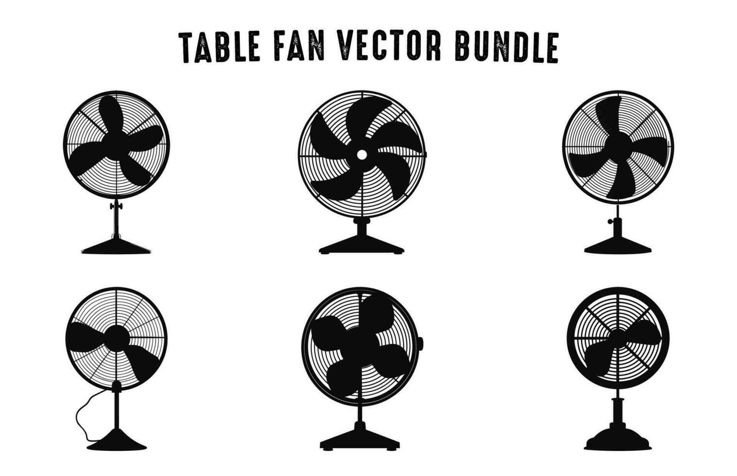 tafel ventilator zwart silhouet set, elektrisch ventilator vector icoon bundel