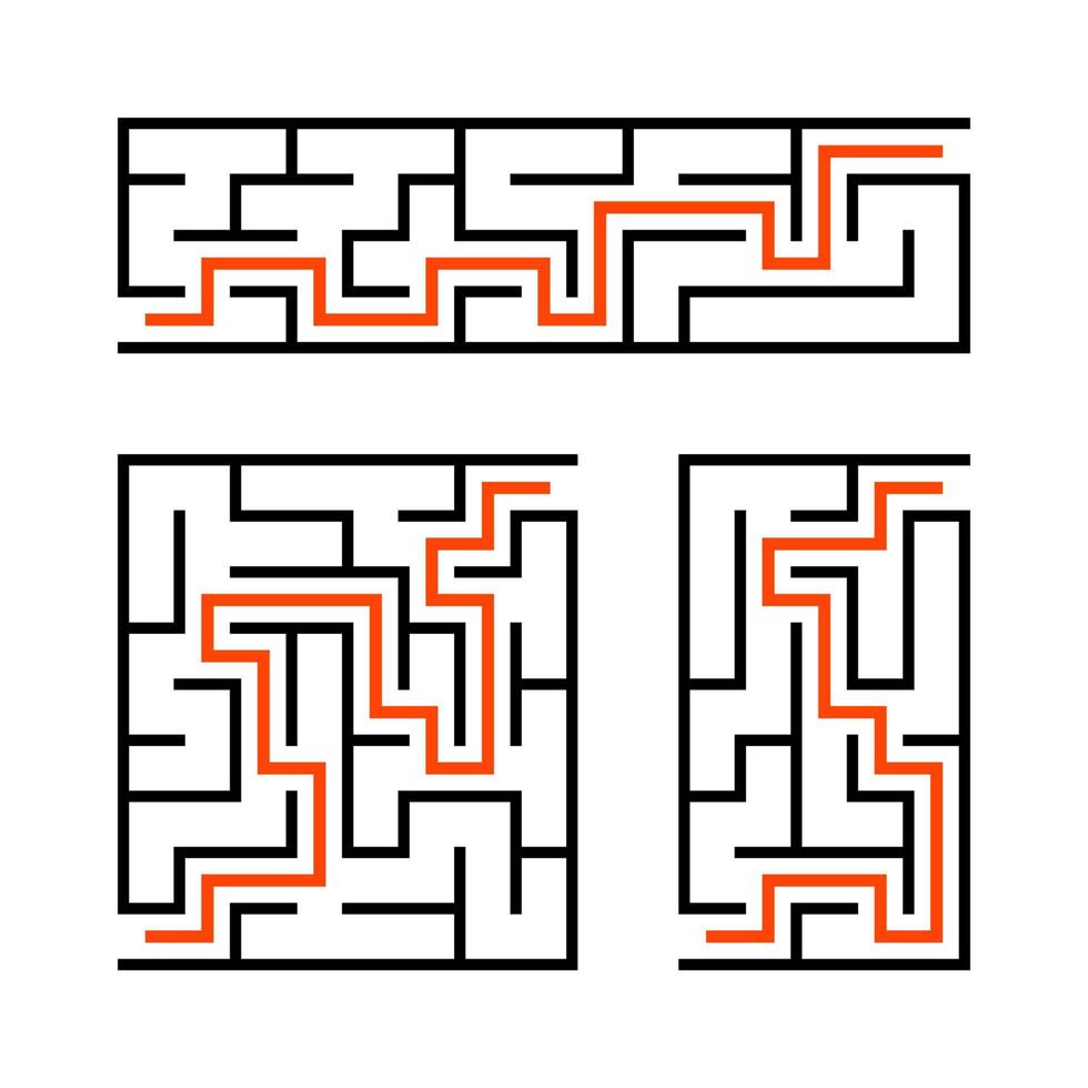 een reeks doolhoven. spel voor kinderen. puzzel voor kinderen. labyrint raadsel. vectorillustratie. vector