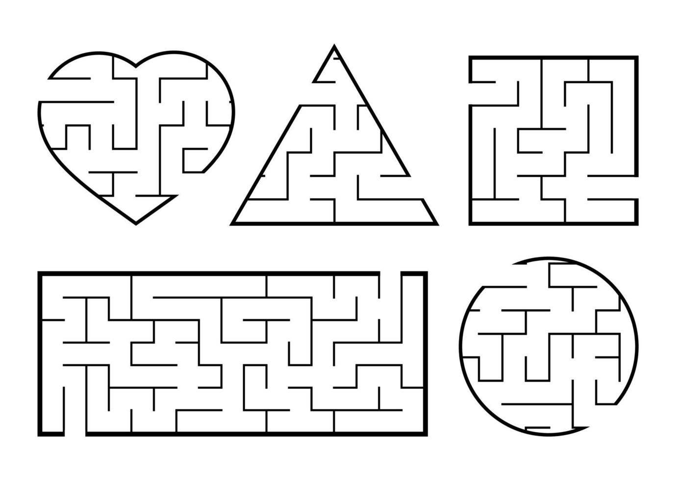 een reeks doolhoven. spel voor kinderen. puzzel voor kinderen. labyrint raadsel. vectorillustratie. vector