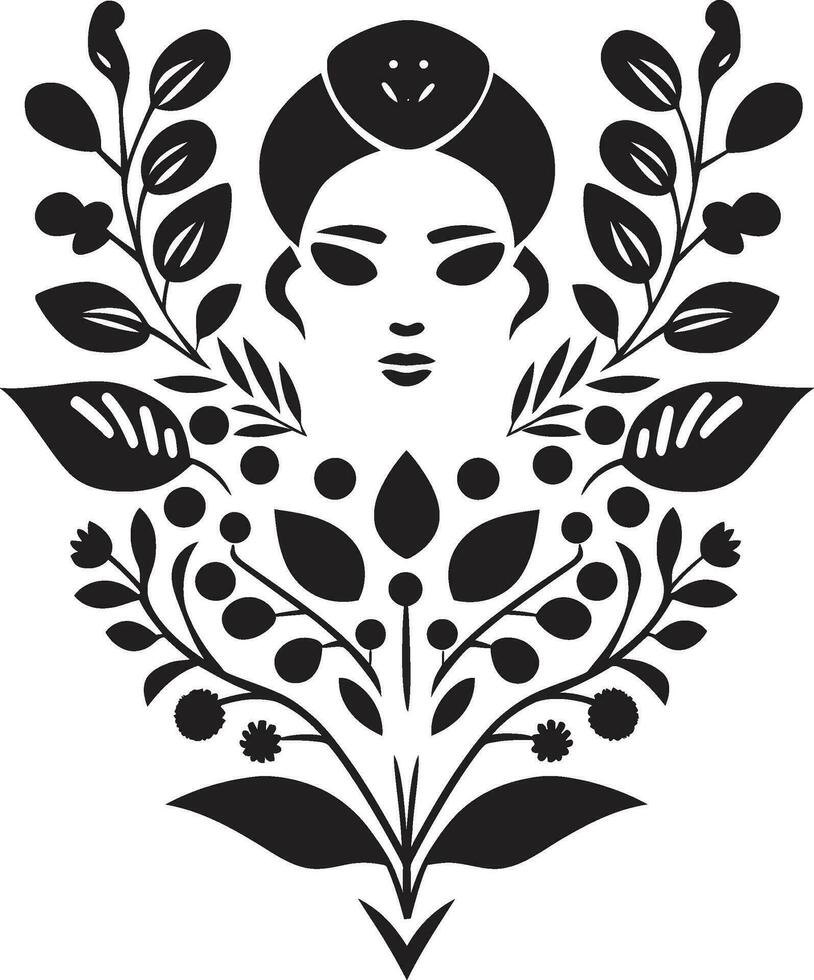 modern bloem portret artistiek vector vrouw artistiek bloemblad schoonheid zwart bloemen gezicht icoon