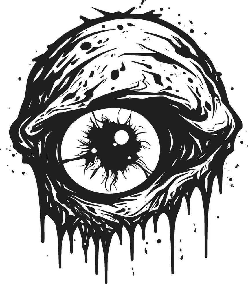 macabre verschrikking oog zwart griezelig embleem griezelig zombie oog zwart vector verschrikking embleem