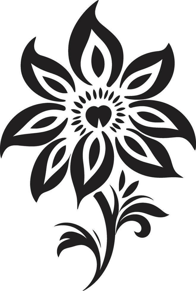 chique single bloeien zwart artistiek embleem schoon artistiek werveling gemakkelijk zwart vector