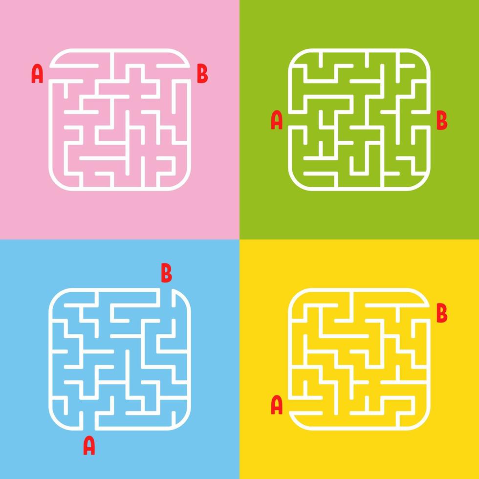 een reeks doolhoven. spel voor kinderen. puzzel voor kinderen. doolhof raadsel. cartoon-stijl. visuele werkbladen. activiteiten pagina. kleur vectorillustratie. vector