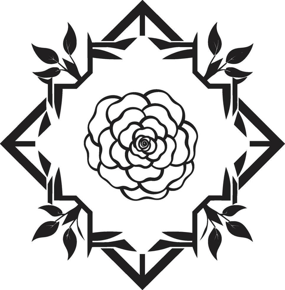 schoon vector bloei minimalistische hand- getrokken logo elegant noir bloemblad arrangement iconisch vector embleem