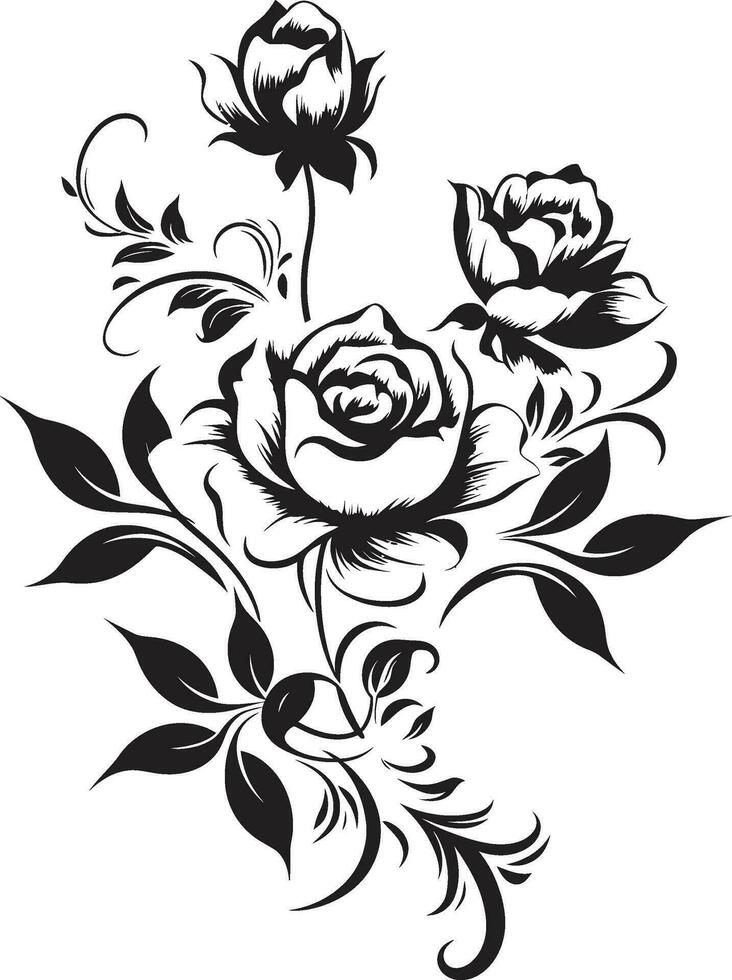 noir bloesem sonate noir vector icoon ontwerp elementen monochroom bloemblad impressies grillig hand- getrokken bloemen