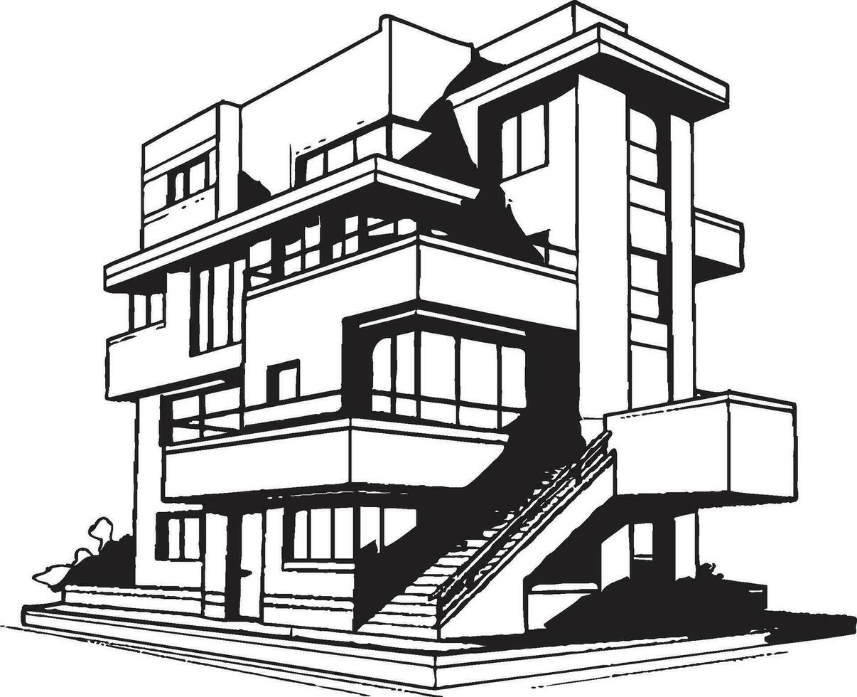 drievoudig stedelijk zenit vector embleem van stad woon- weelde tri stedelijk overwicht iconisch symbool van stedelijk comfort en stijl
