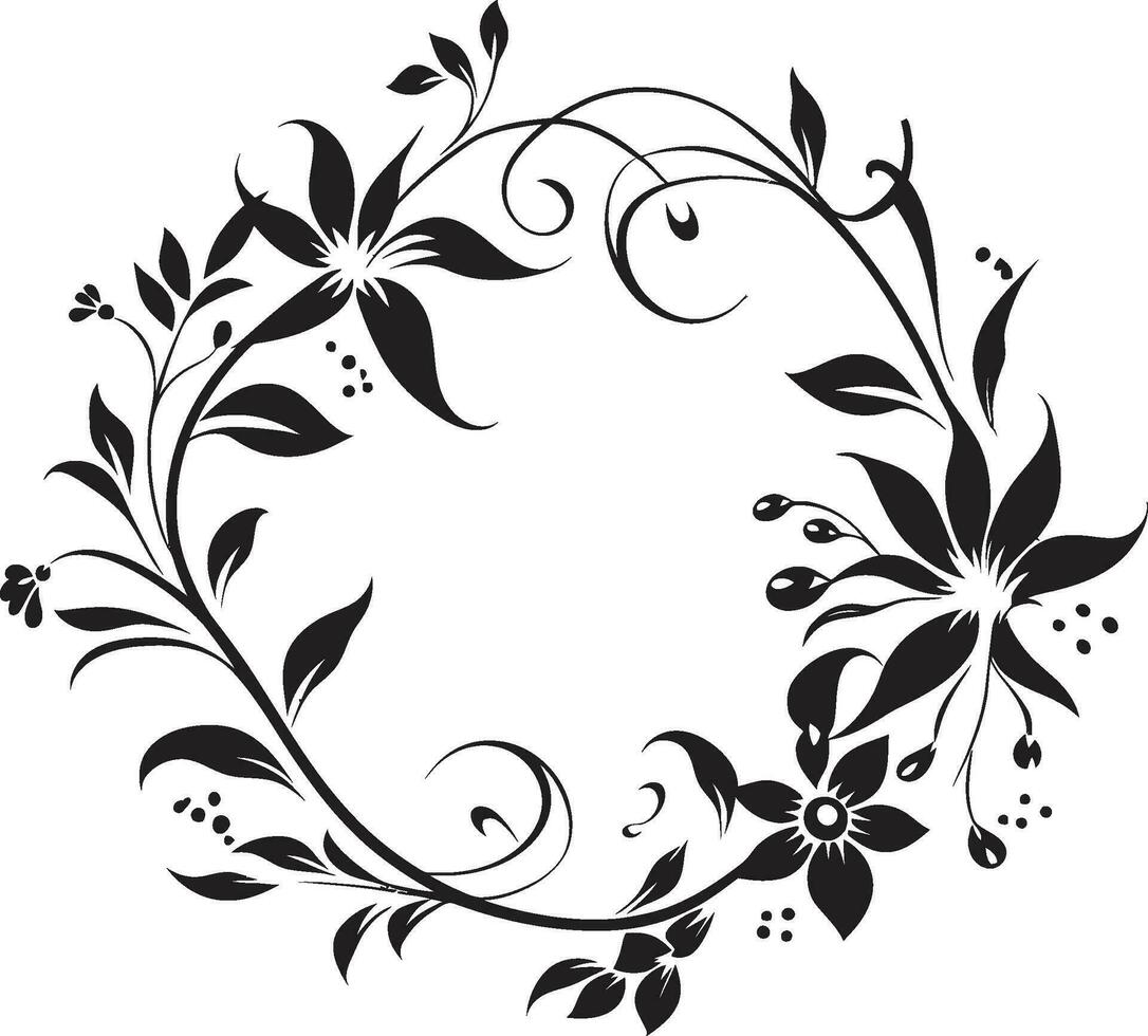 betoverend bloemblad harmonie vector logo in zwart chique bloemen uitdrukking decoratief kader logo