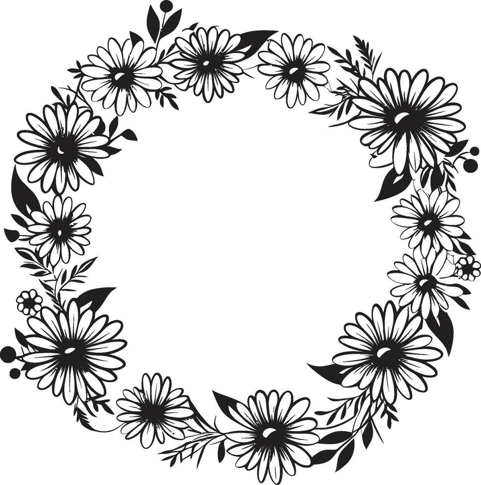 hedendaags madeliefje kader zwart vector logo ontwerp botanisch elegantie madeliefje bloem kader zwart icoon
