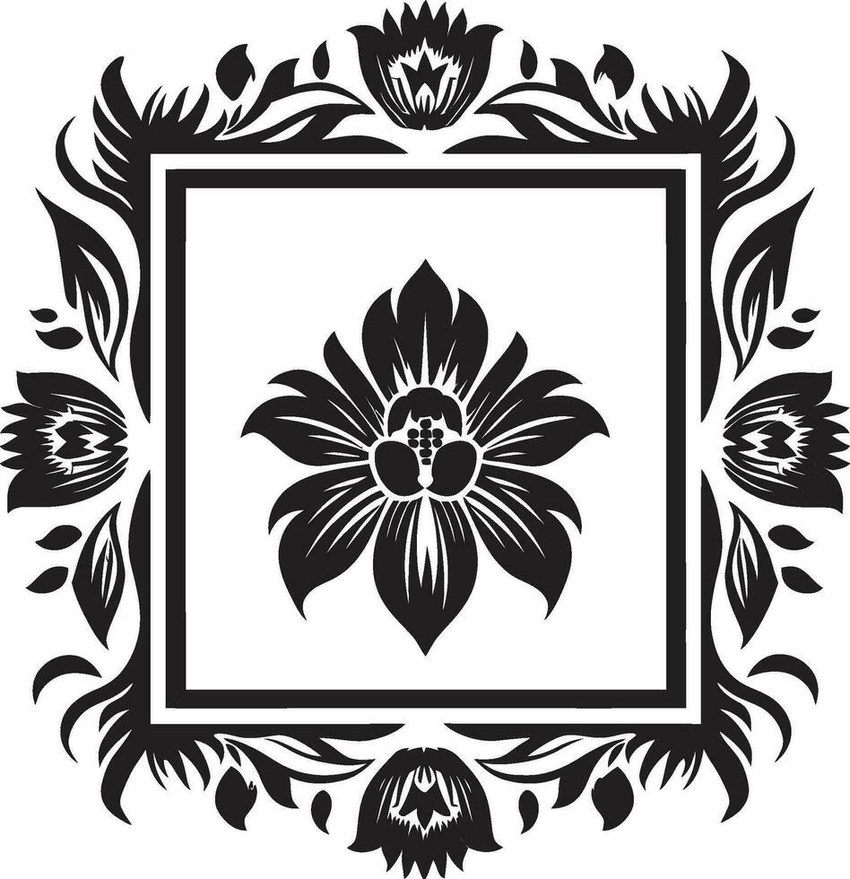 bloemen mozaïek- meetkundig embleem icoon gevormde geometrie zwart vector bloemen