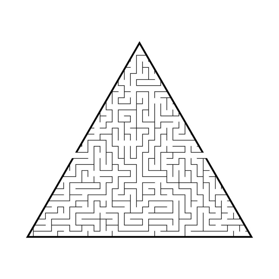 ingewikkeld groot driehoekig labyrint. spel voor kinderen en volwassenen. puzzel voor kinderen. labyrint raadsel. platte vectorillustratie geïsoleerd op een witte achtergrond. vector