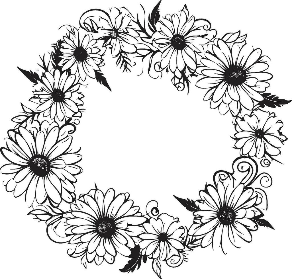 gestileerde madeliefje silhouet zwart vector logo ontwerp modern bloemen grens madeliefje bloem zwart icoon