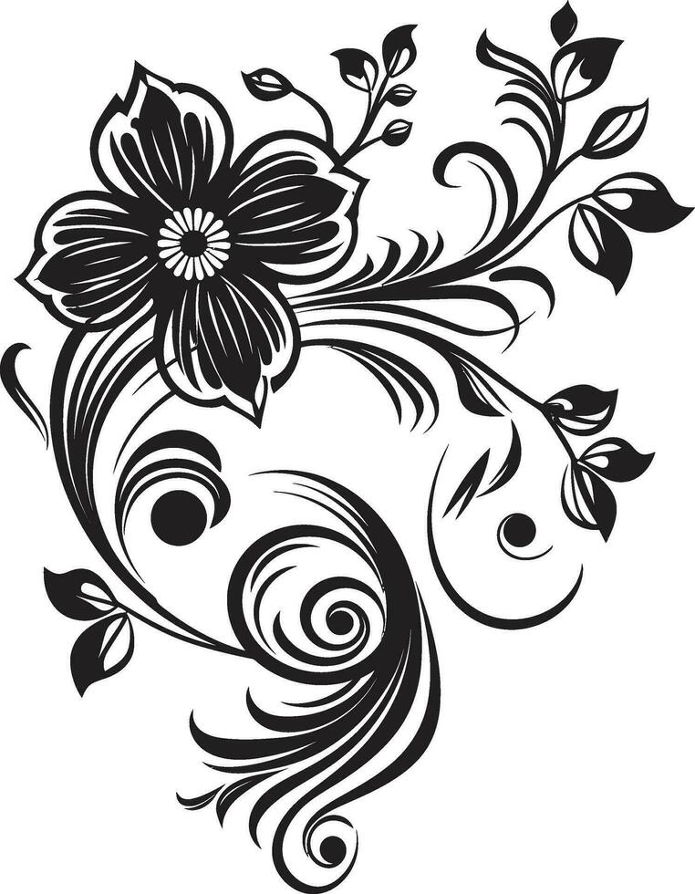 hand- getrokken bloemen ingewikkeldheid zwart icoon noir botanisch elegantie vector embleem