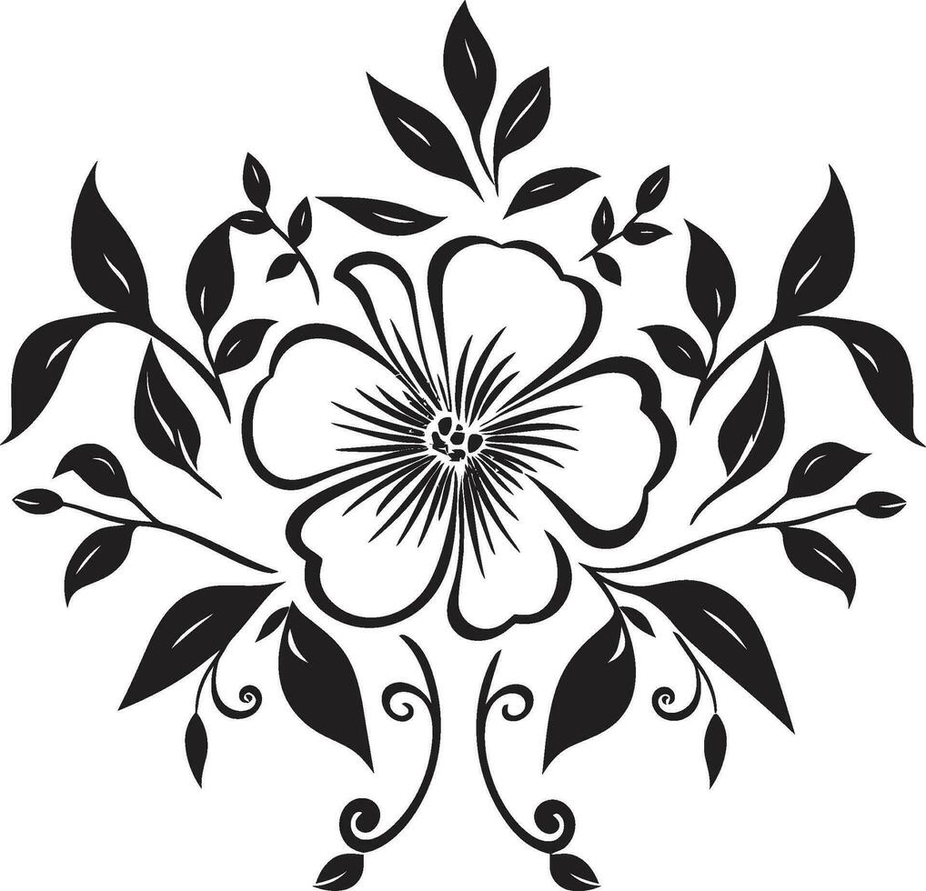 wijnoogst noir bloeien portretten hand- getrokken bloemen kunst noir bloesem kunstenaarstalent noir embleem schetsen vector