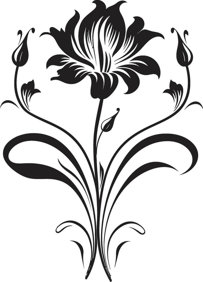 wijnoogst geïnkt flora noir bloemen embleem kronieken noir botanisch rapsodie hand- getrokken vector iconisch ontwerpen