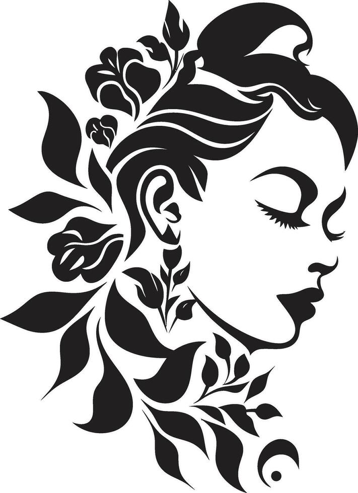 artistiek bloesem contouren elegant vector gezicht minimalistische bloemen profiel zwart iconisch vrouw