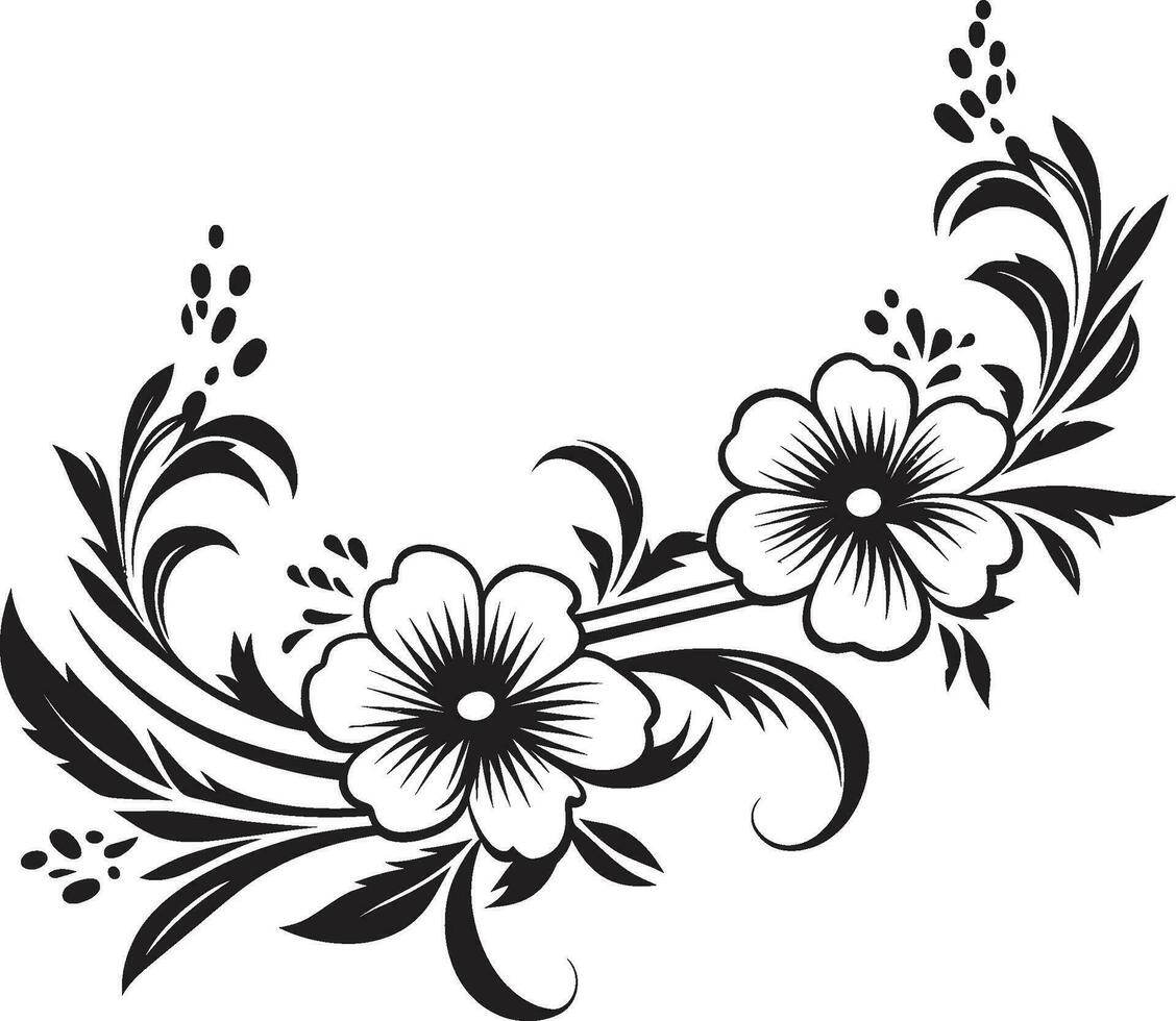 inkt noir botanisch harmonie wijnoogst hand- getrokken bloemen elegant bloemen noir monotoon vector logo kunstenaarstalent