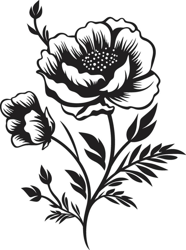 noir bloemen mijmering noir logo ontwerp elementen elegant geïnkt bloemblad odyssee zwart bloemen vectoren