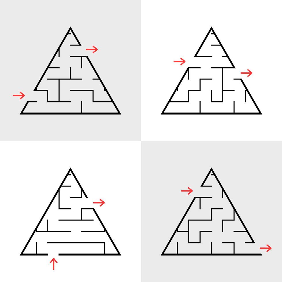 een reeks doolhoven. spel voor kinderen. puzzel voor kinderen. labyrint raadsel. platte vectorillustratie. vector