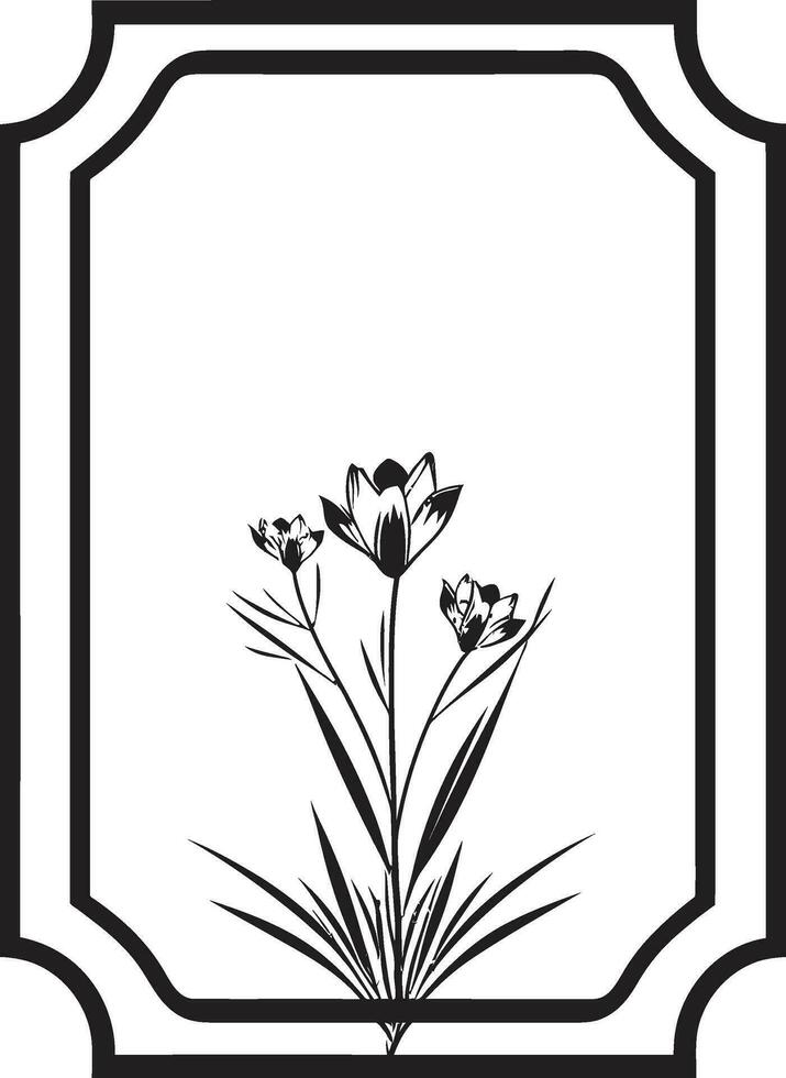 chique handgemaakt bloemen hand- weergegeven icoon elegant minimalistische bloei zwart vector embleem