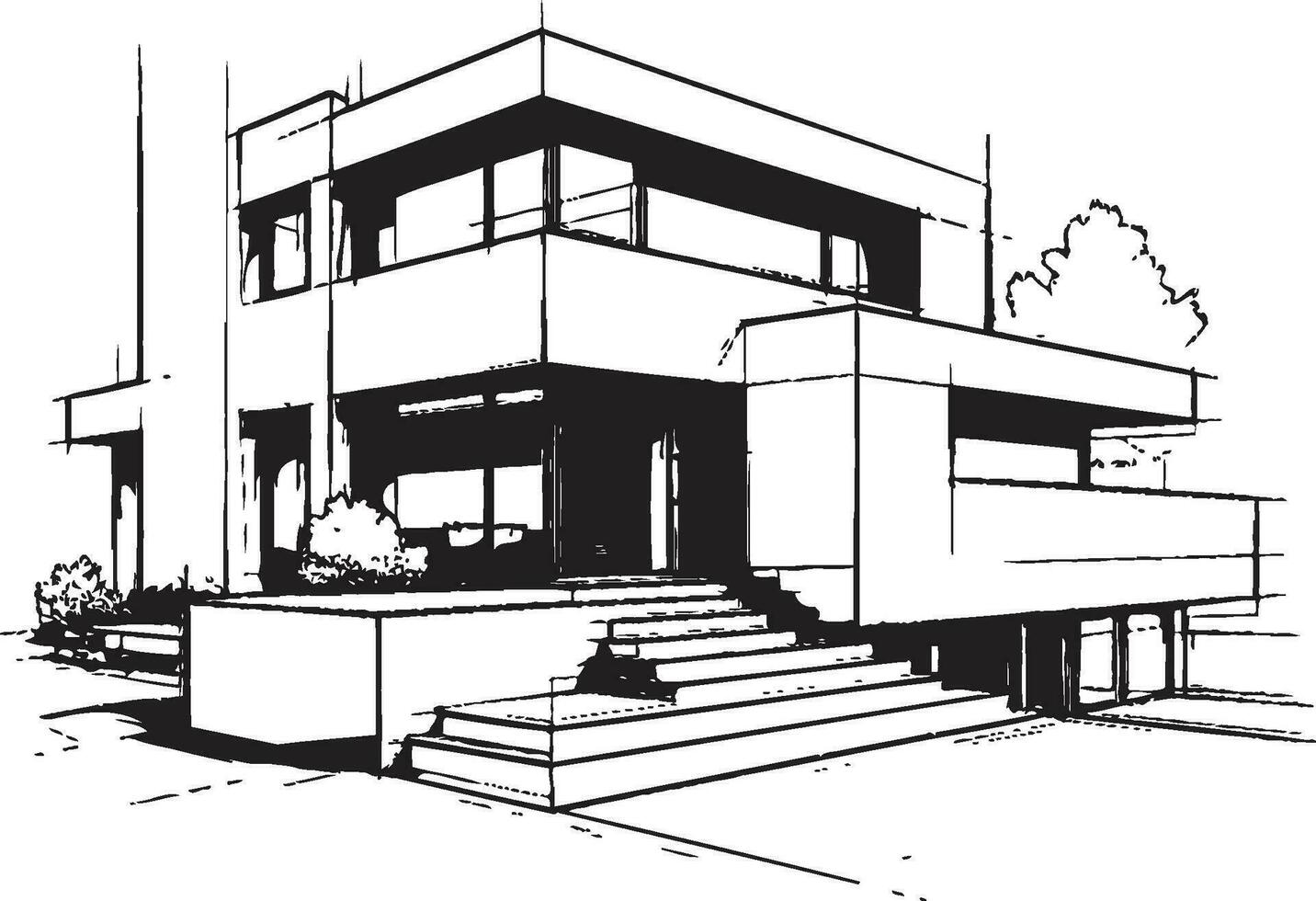symmetrie blauwdruk duplex huis ontwerp in vector logo concept dubbele leven visie schetsen idee voor duplex huis icoon