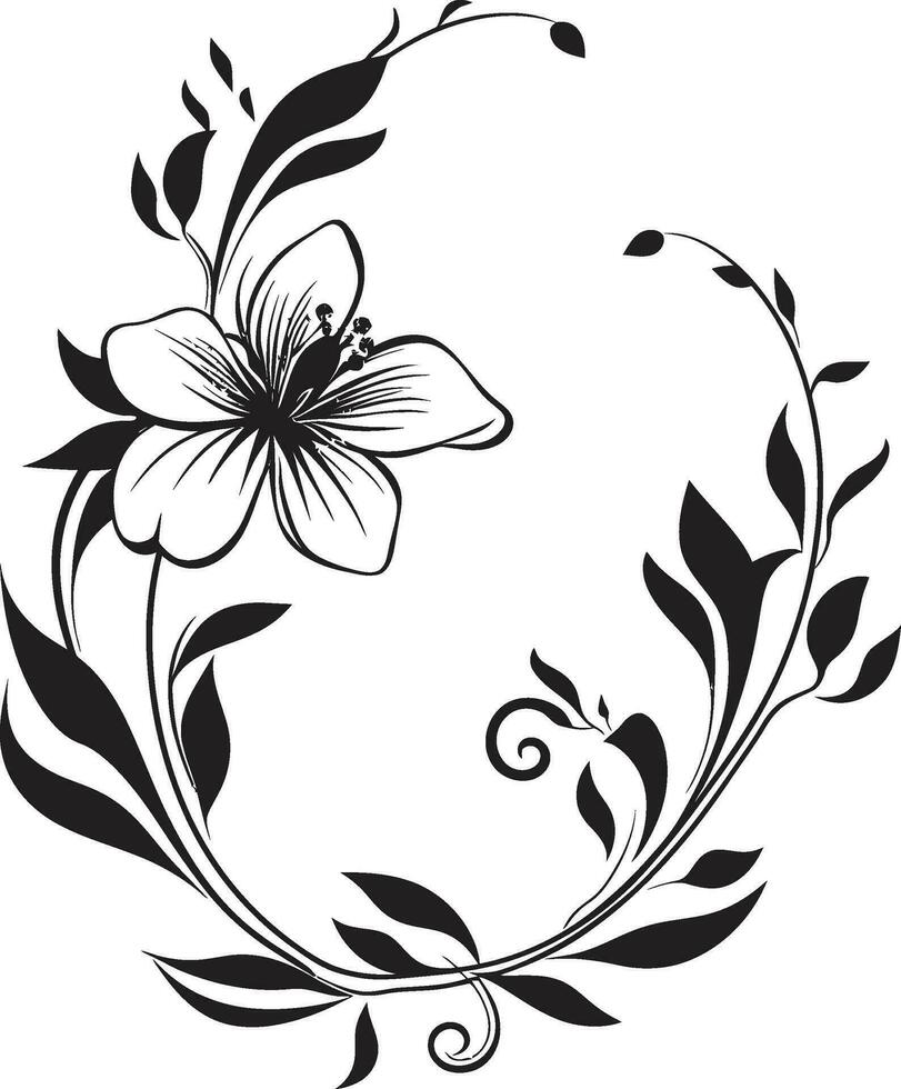 noir bloemen mijmering hand- getrokken vector logos elegant geïnkt bloemblad odyssee noir embleem schetsen