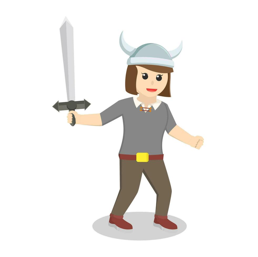 viking soldaat vrouw met zwaard ontwerp illustratie vector