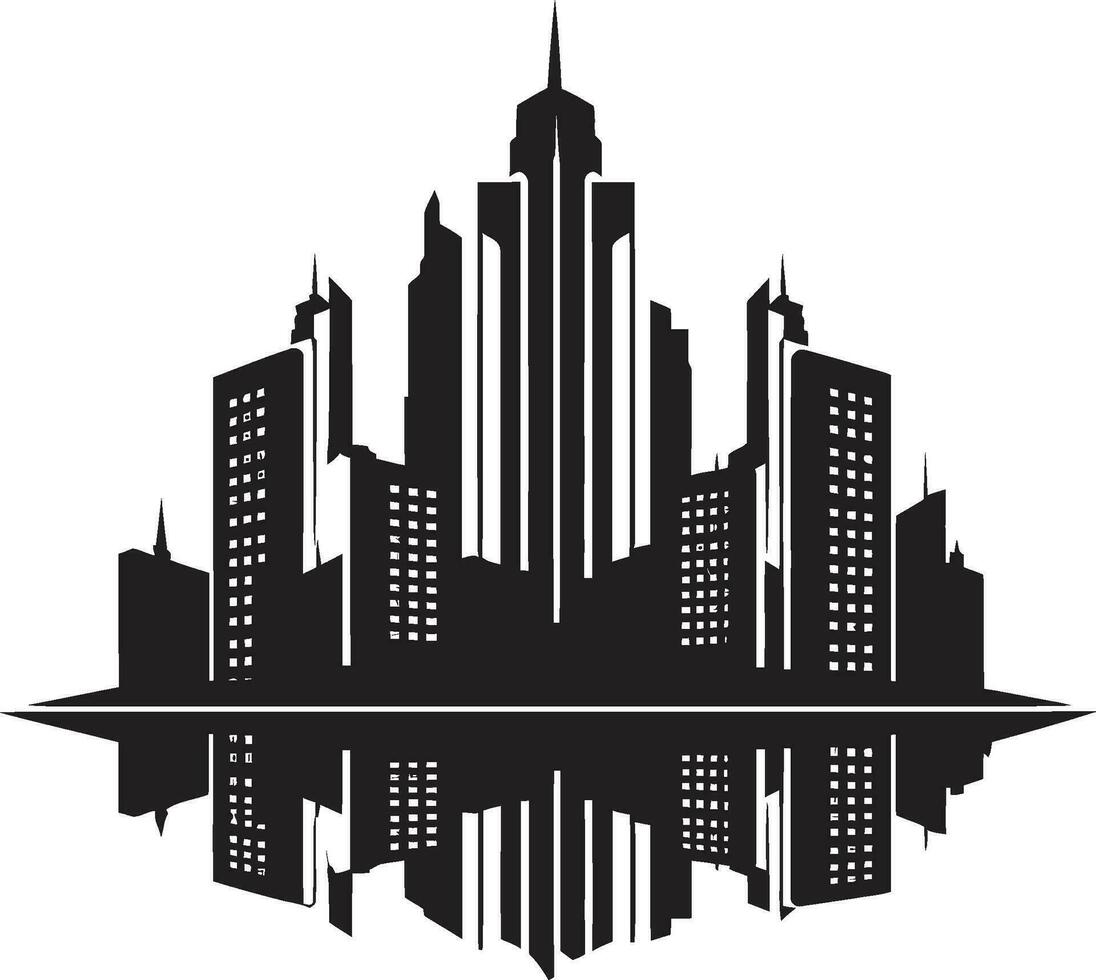 wolkenkrabber stad uitzicht blauwdruk meerdere verdiepingen gebouw in vector icoon downtown toren silhouet meerdere verdiepingen stadsgezicht vector logo