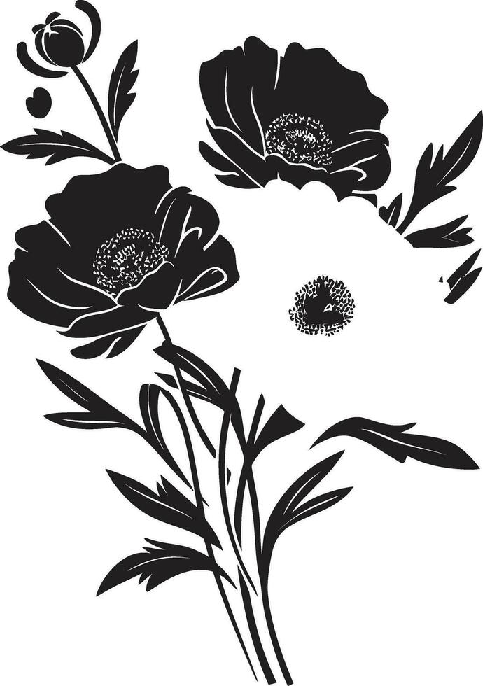 noir bloesem kunstenaarstalent zwart bloemen iconografie noir bloeien schetsen hand- getrokken bloemen vector logo pictogrammen